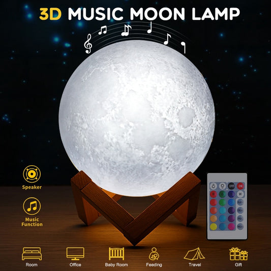 3D Moon Lamp with Bluetooth Speaker